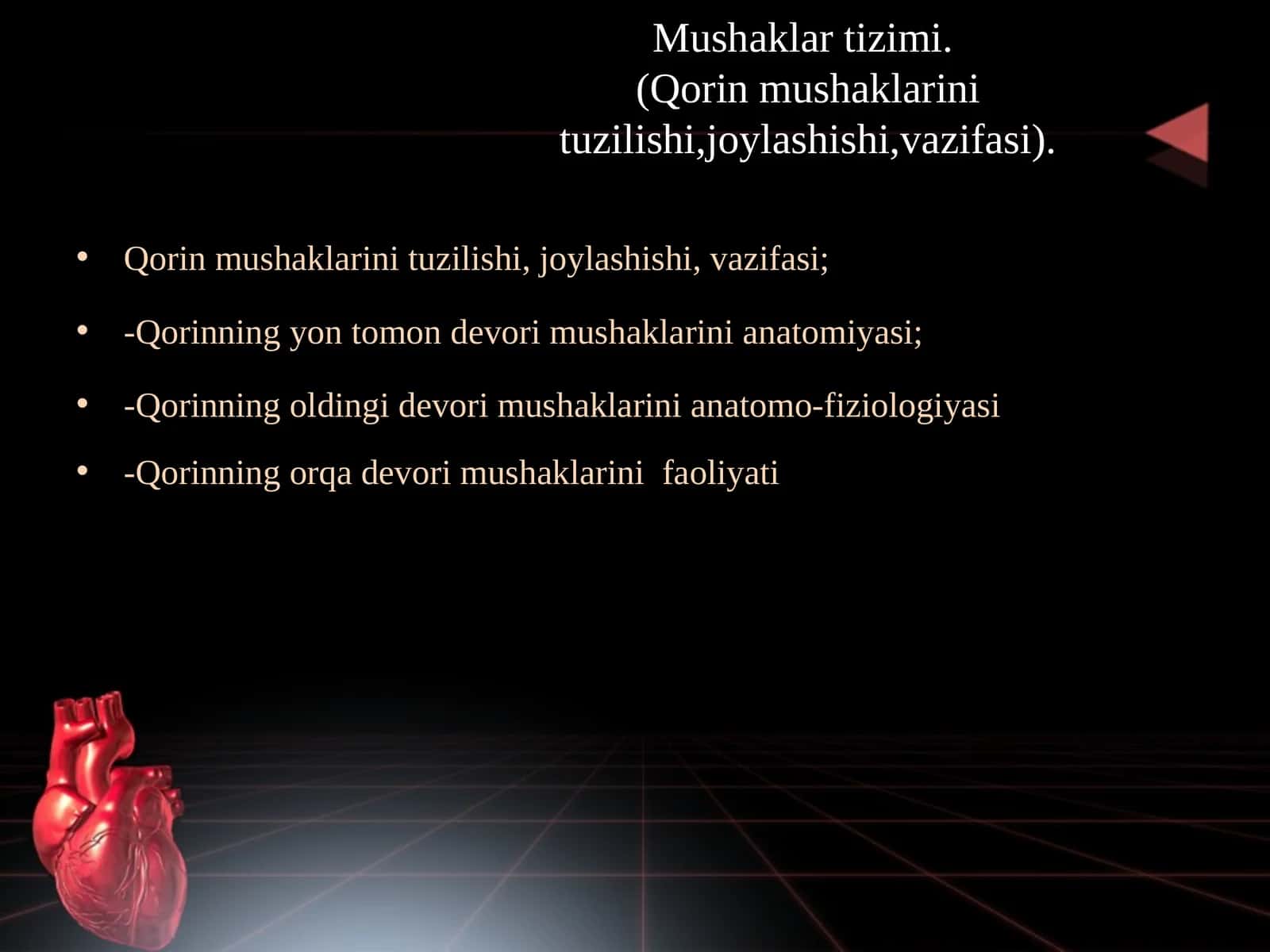 Mushaklar tizimi. (Qorin mushaklarini tuzilishi,joylashishi,vazifasi). 1