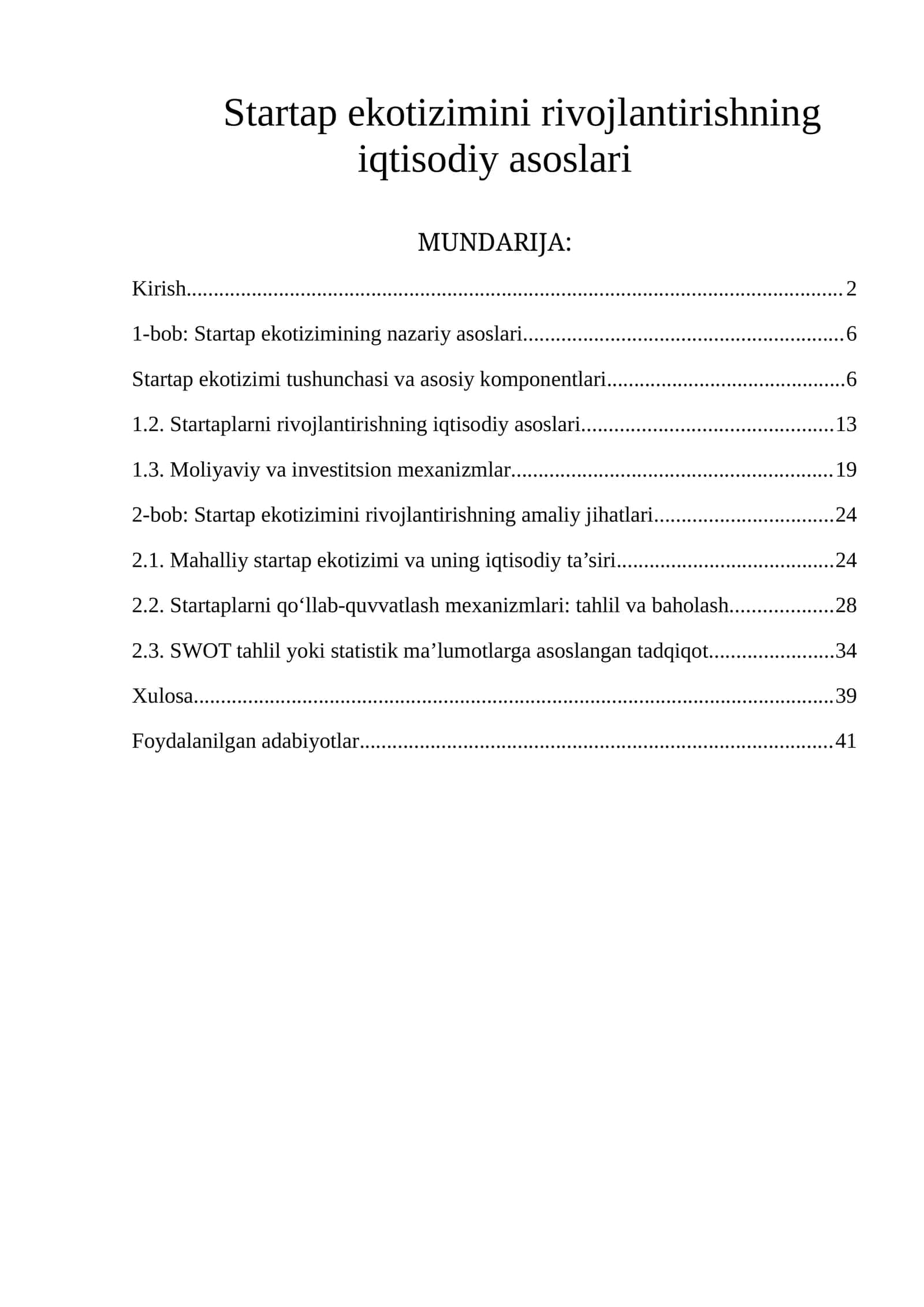 Startap ekotizimini rivojlantirishning iqtisodiy asoslari 1
