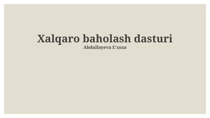 Xalqaro baholash dasturi 1