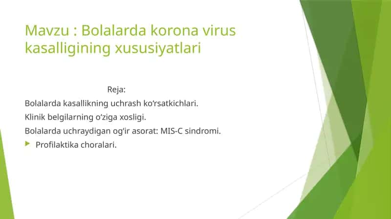 Bolalarda korona virus kasalligining xususiyatlari 1