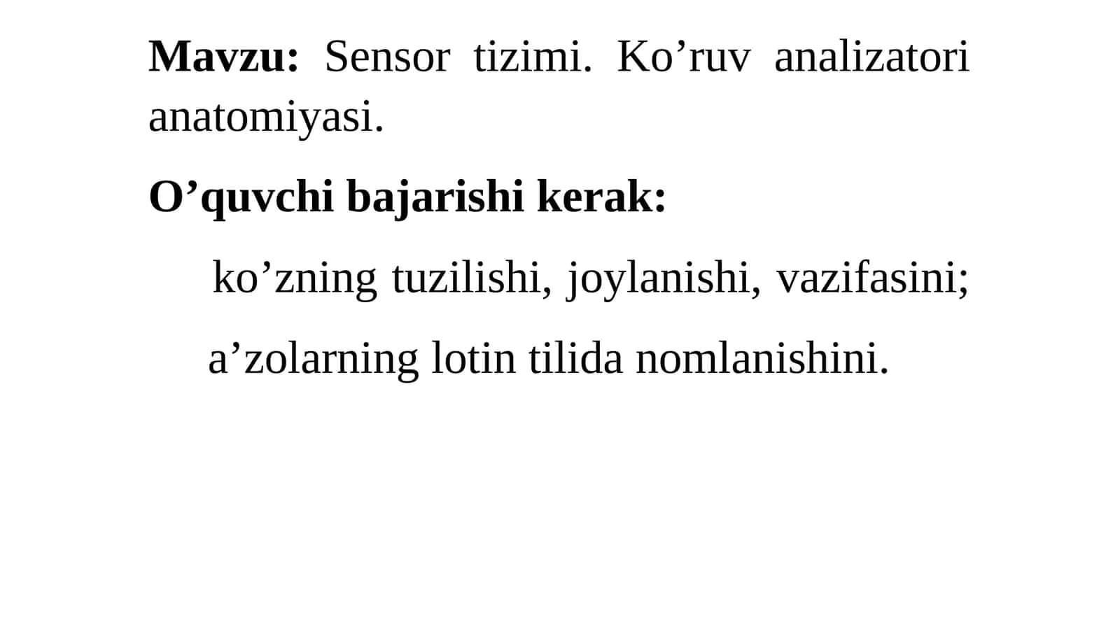Ko’zning a’zolari anatomiyasi 1