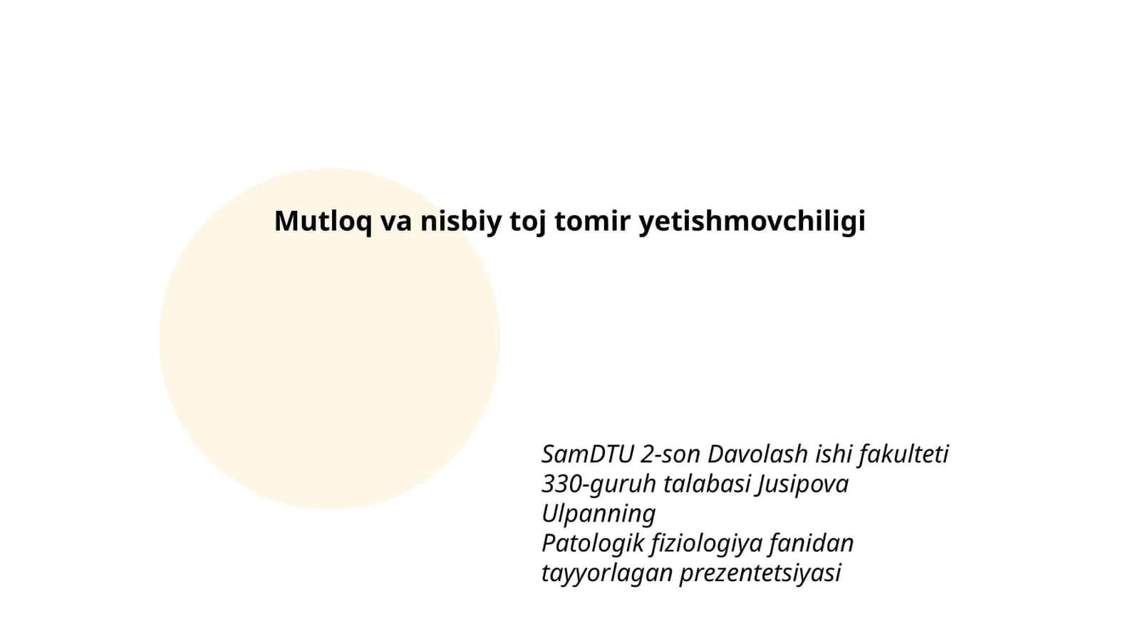 Patologik fiziologiya fanidan prezentetsiya 1