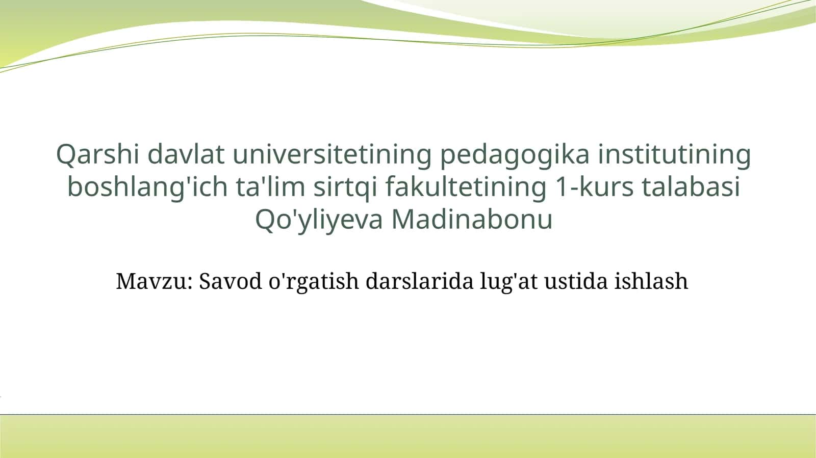 Savodo'rgatish darslarida lug'at ustida ishlash 1