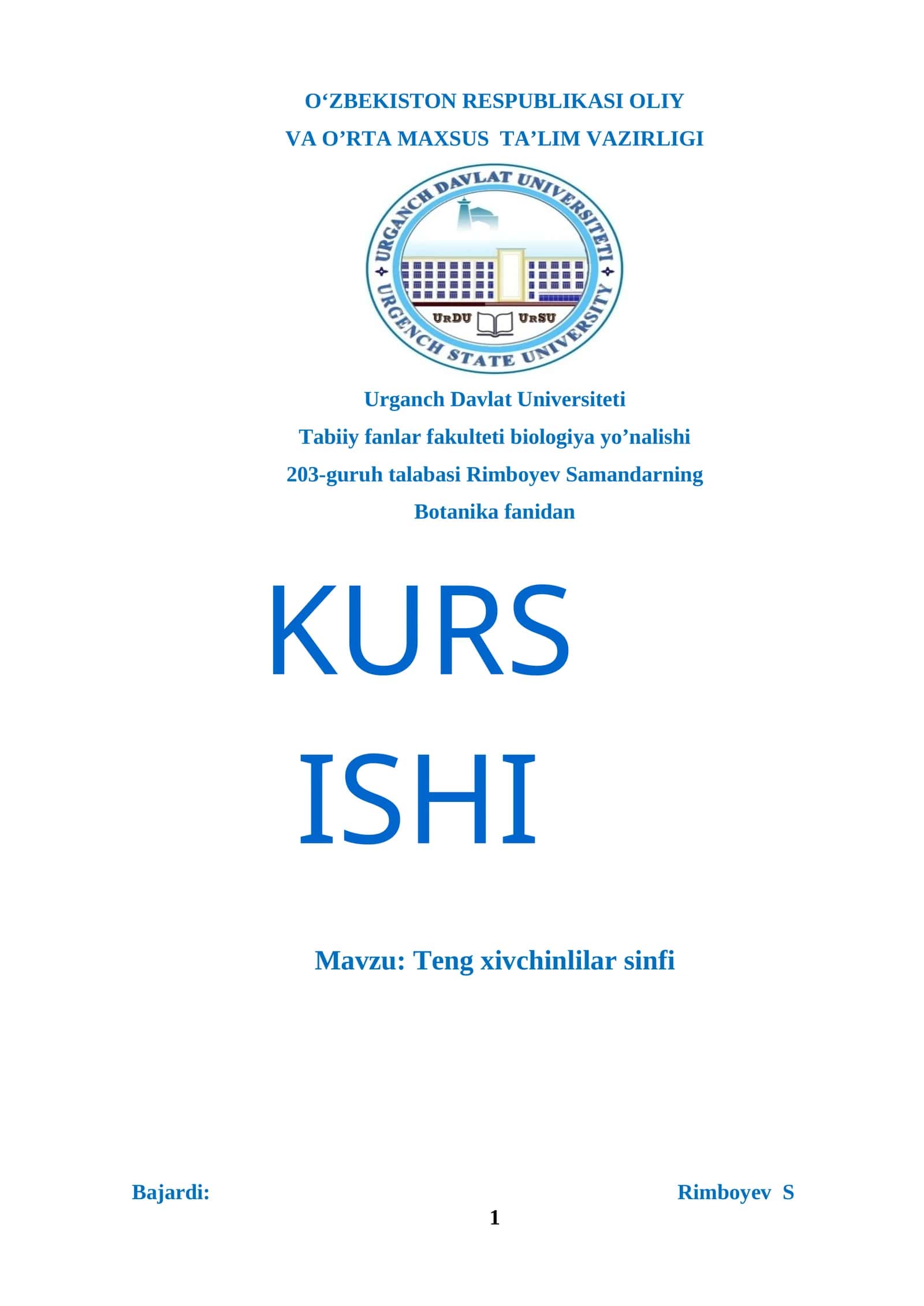 Teng xivchinlilar sinfi 1