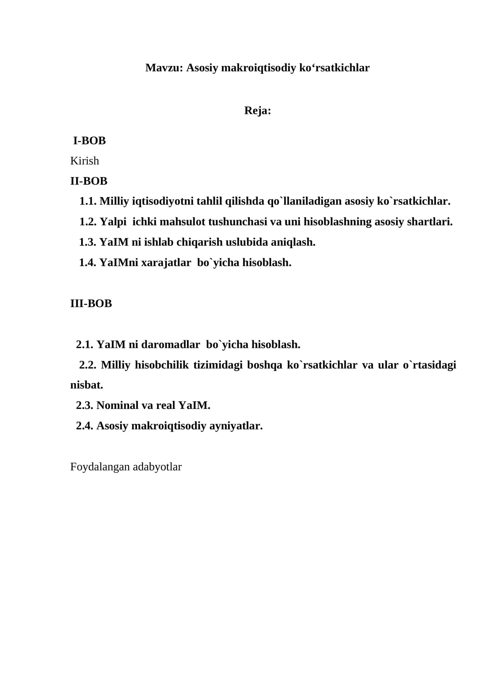 Asosiy makroiqtisodiy ko'rsatkichlar 1