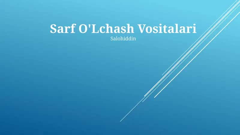 Sarf O'Lchash Vositalari 1