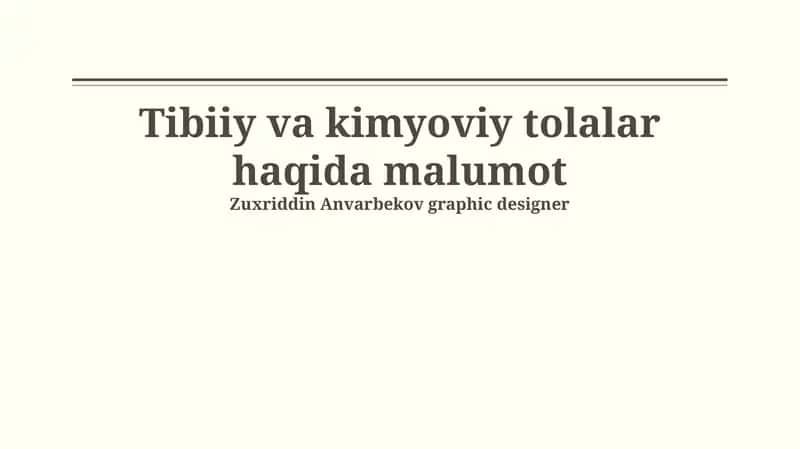 Kimyoviy va sunʼiy tolalar haqida malumot 1