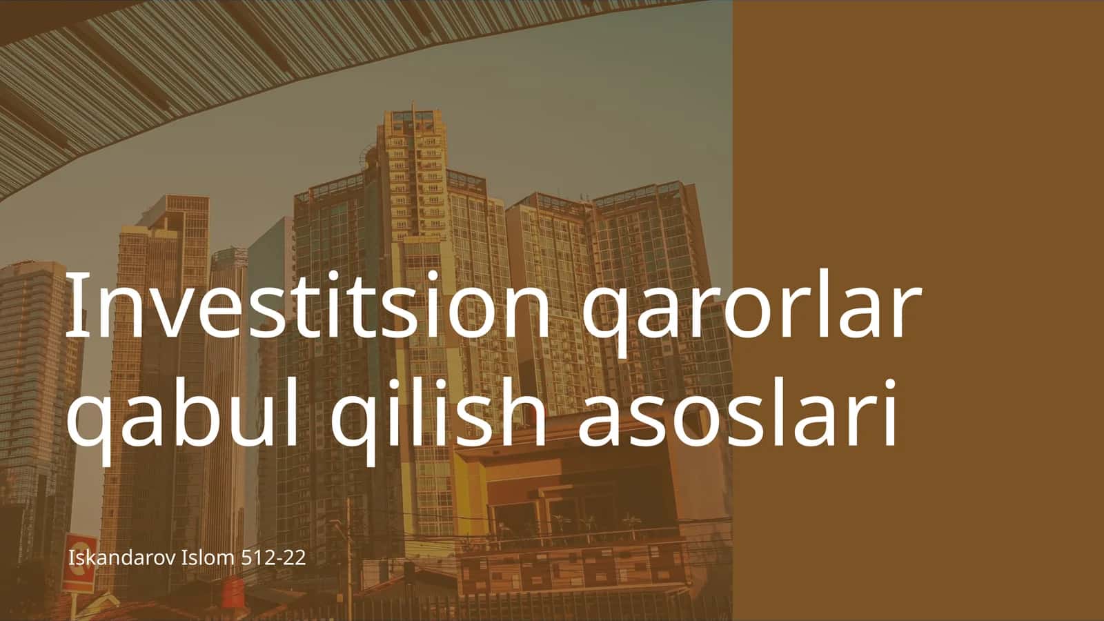 Investitsion qarorlar qabul qilish asoslari 1