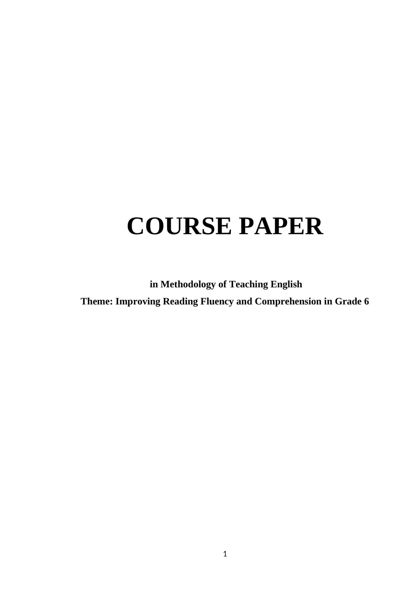 Improving Reading Fluency and Comprehension in Grade 6 1
