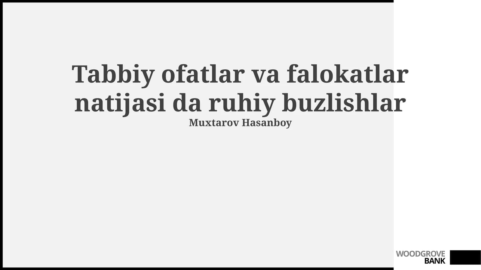 Tabiiy ofatlar va falokatlar natijasi da ruhiy buzlishlar 1