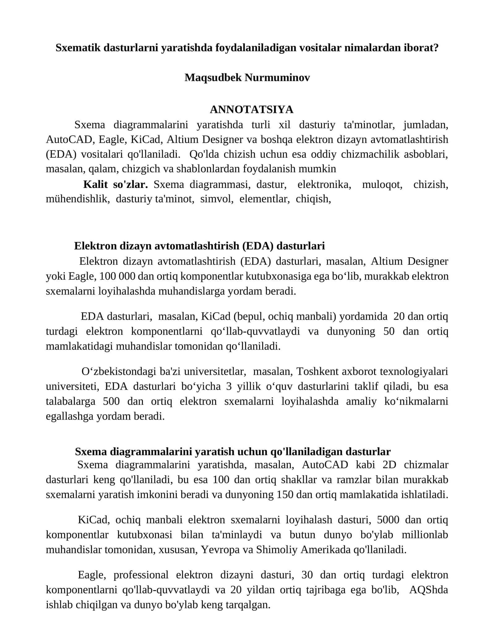 Elektron dizayn avtomatlashtirish (EDA) dasturlari 1