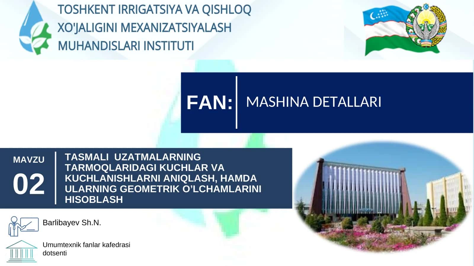 TASMANLI UZATMALARNING TARMOQLARIDAGI KUCHLAR VA KUCHLANISHLARNI ANIQLASH, HAMDA ULARNING GEOMETRIK O’LCHAMLARINI HISOBLASH 1