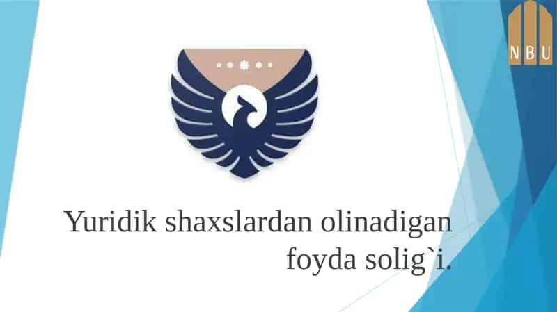 Soliq huquqi Yuridik shaxslardan olinadigan foyda solig`i 1