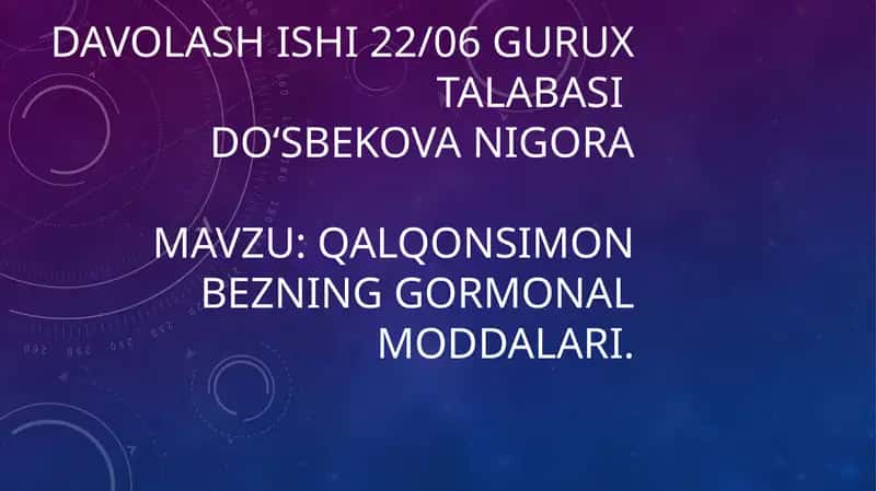 Qalqonsimon bezning gormonal moddalari 1