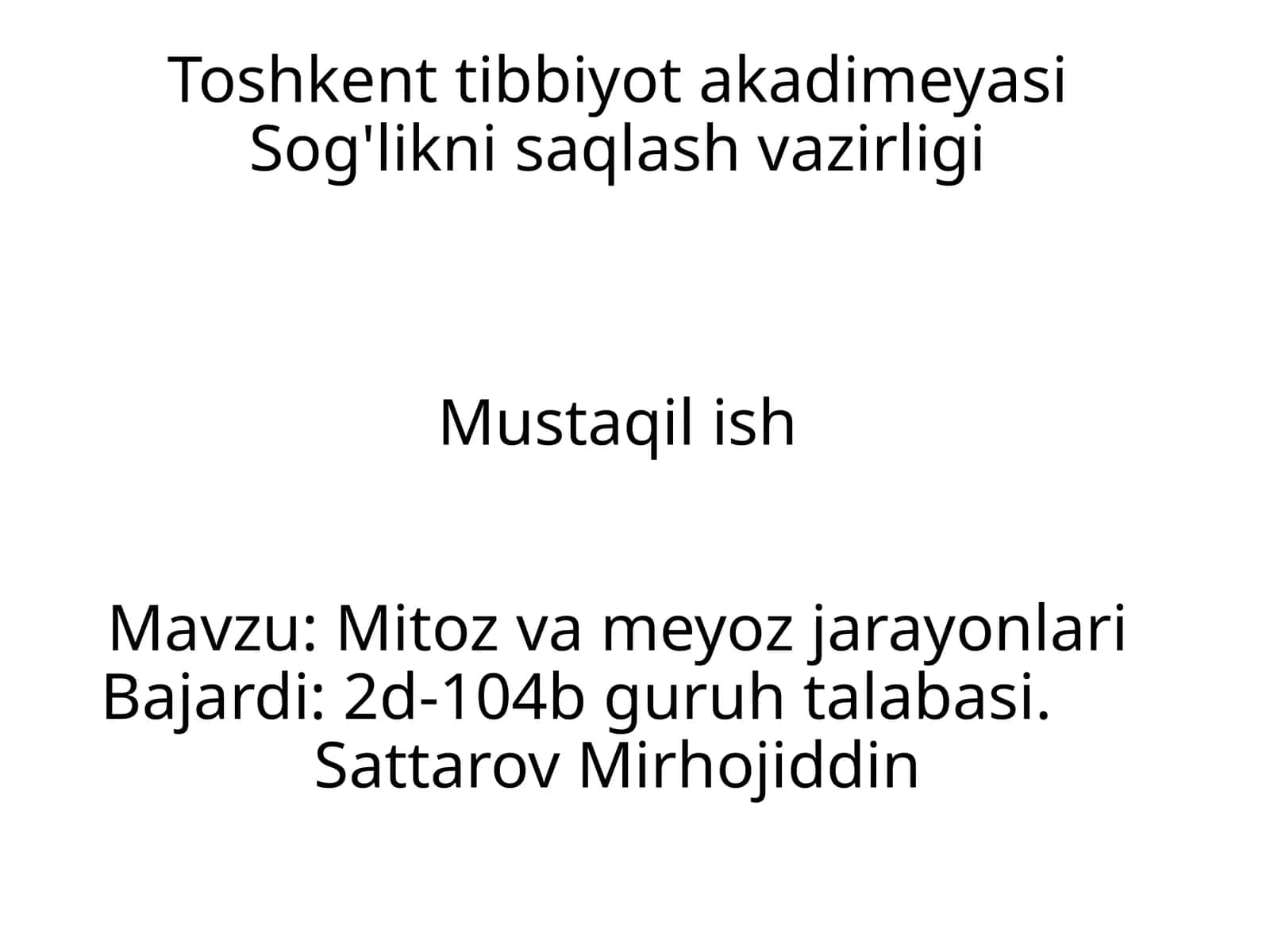 Mitoz va meyoz jarayonlari 1
