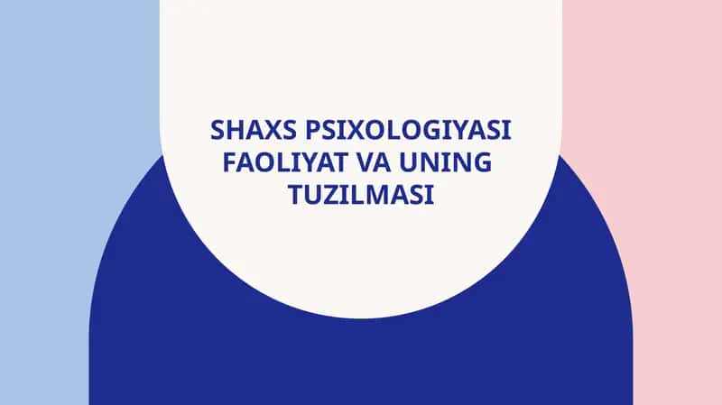 Shaxspsixologiyasi Faoliyat va Uning Tuzilmasi 1