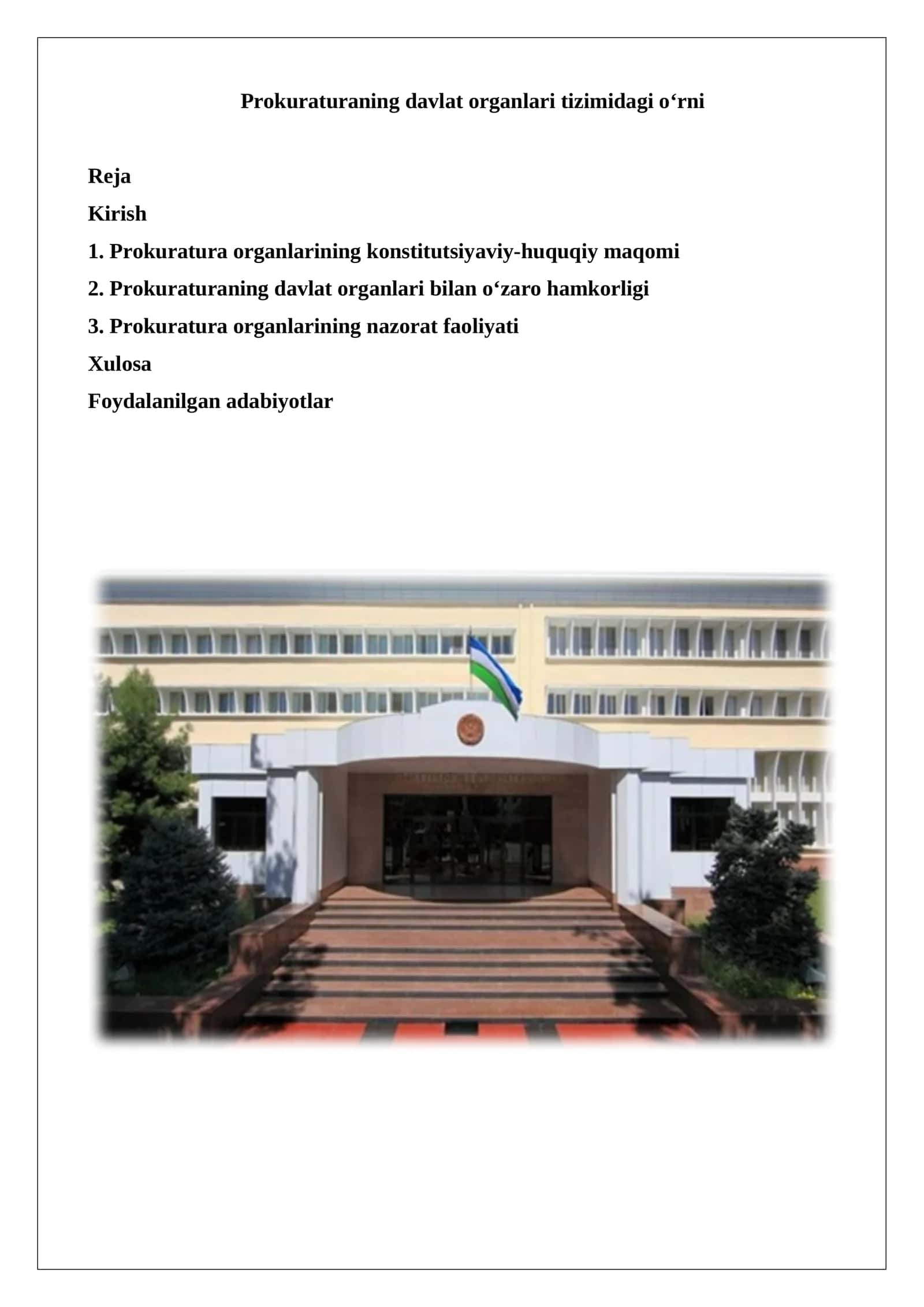 Prokuraturaning davlat organlari tizimidagi o‘rni 1