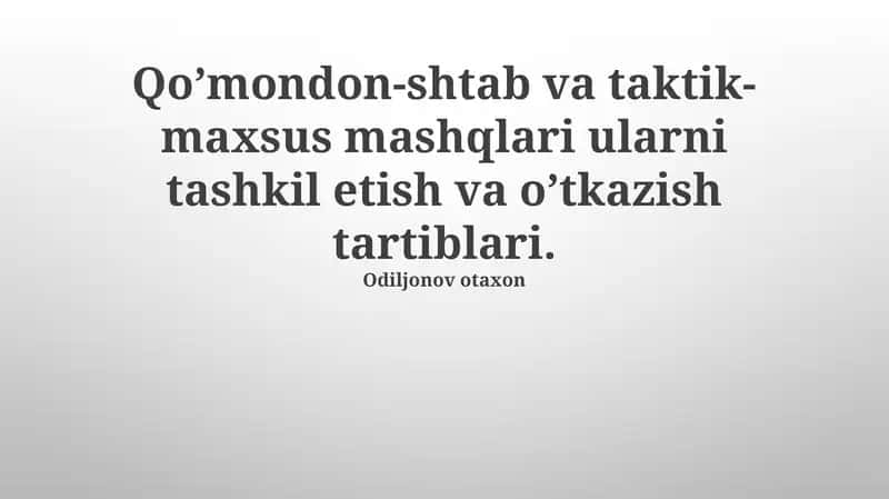 Qo'mondonlik-shtab va taktik-maxsus mashqlari 1