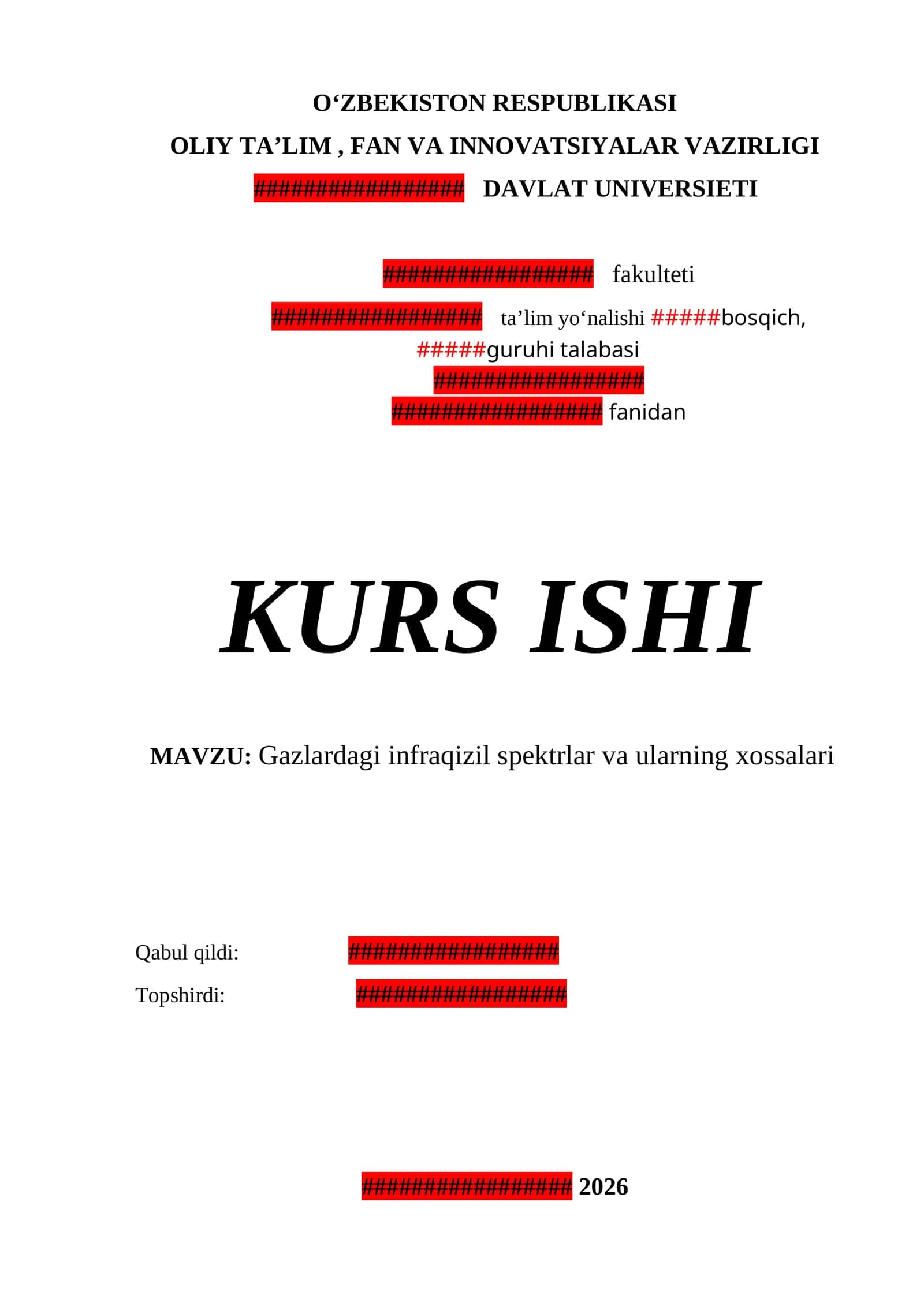 Gazlardagi infraqizil spektrlar va ularning xossalari _Kurs ishi 1