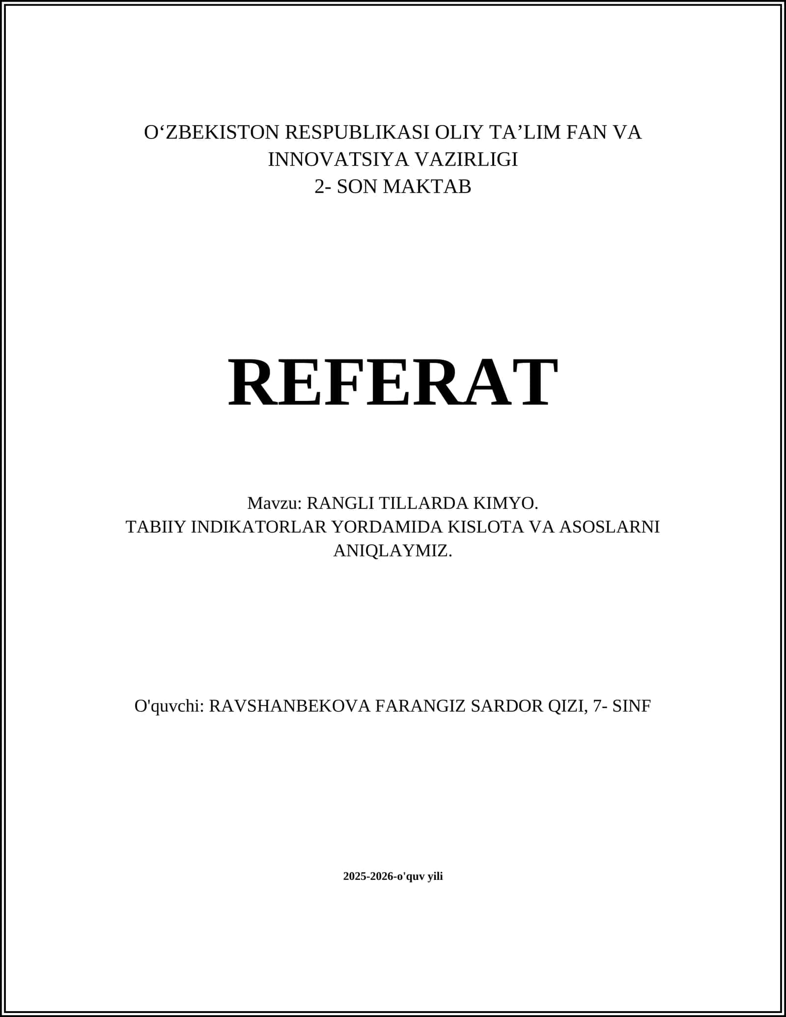 RANGLI TILLARDA KIMYO 1