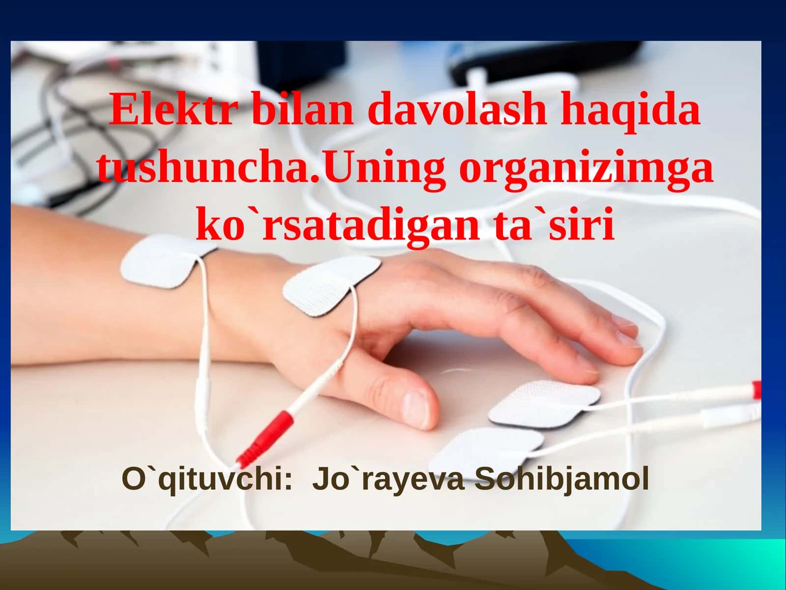 Elektr bilan davolash haqida tushuncha. Uning organizmga ko'rsatadigan ta'siri 1