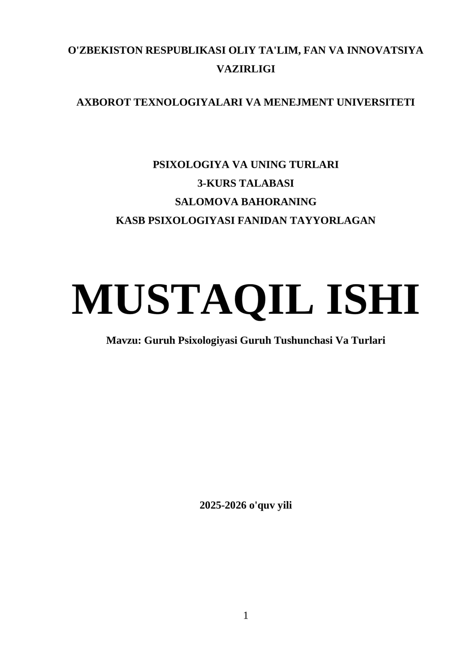 Guruh Psixologiyasi Guruh Tushunchasi Va Turlari 1