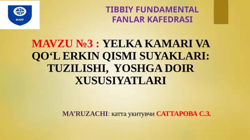 TIBBIY FUNDAMENTAL FANLAR KAFEDRASI 1