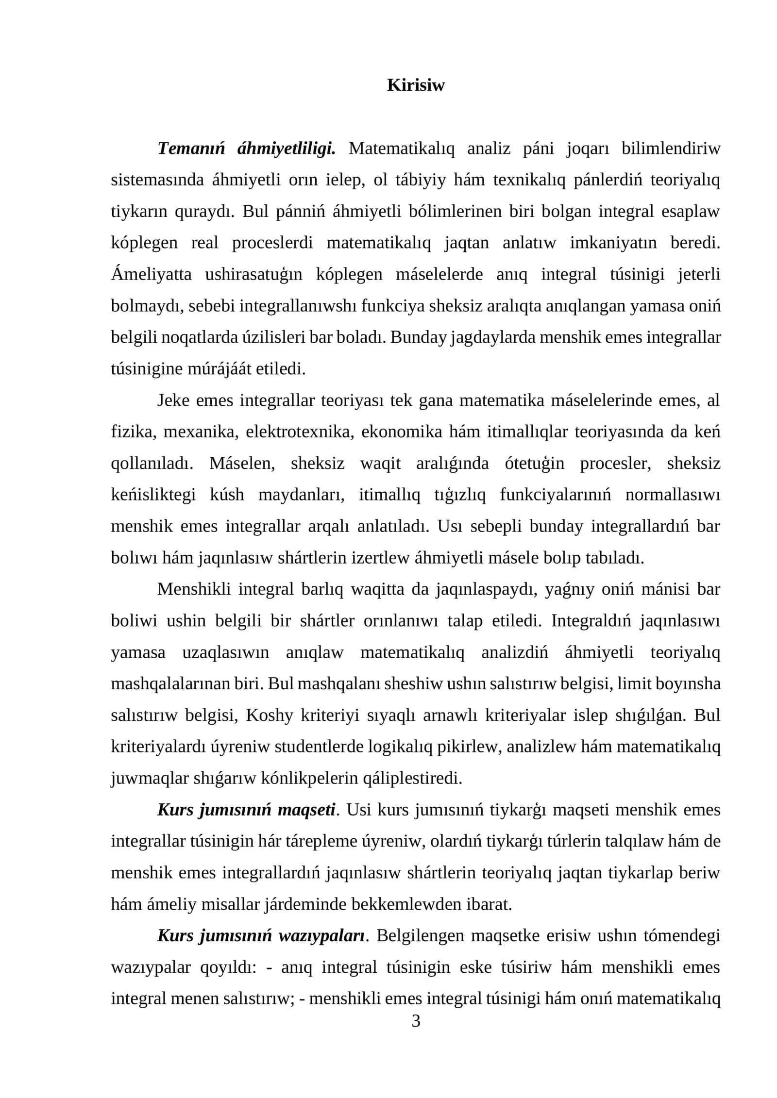 Menshiksiz integrallar ham olardin 1