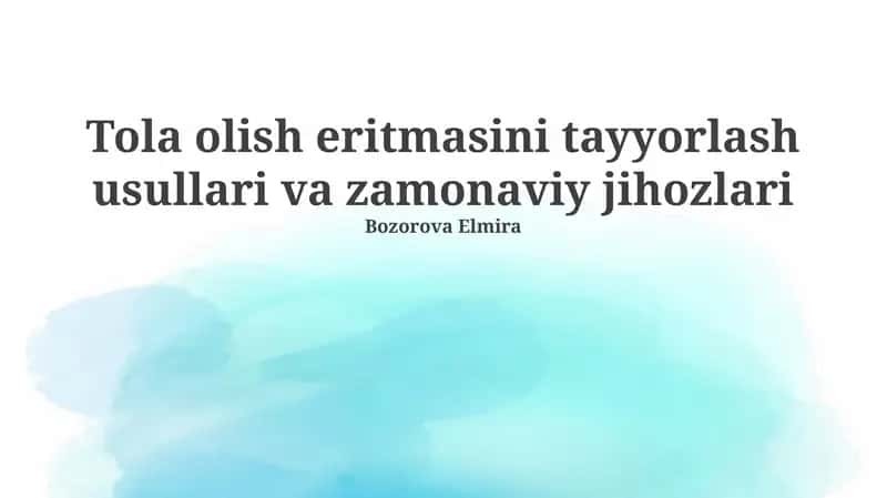 Infuziya eritmalari tayyorlash texnologiyalari 1