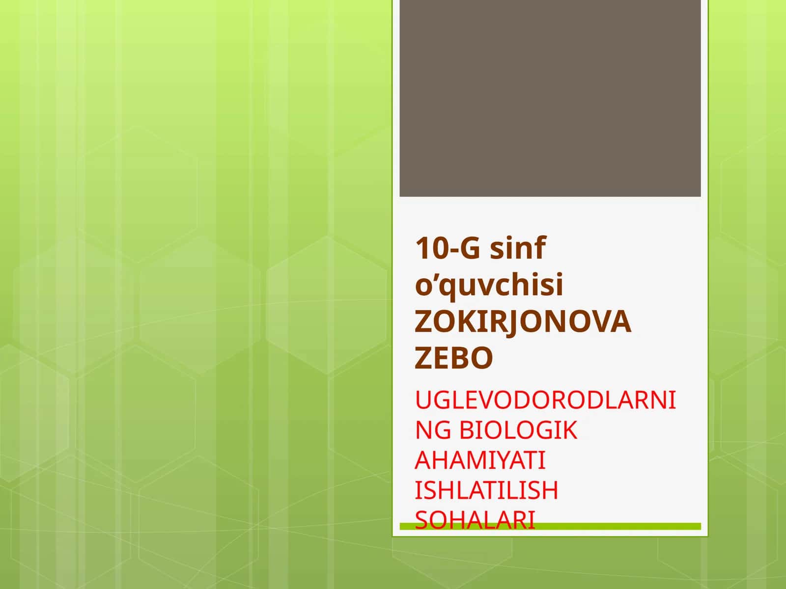 Uglevodorodlarning biologik ahmiyati ishlatilish sohalari 1