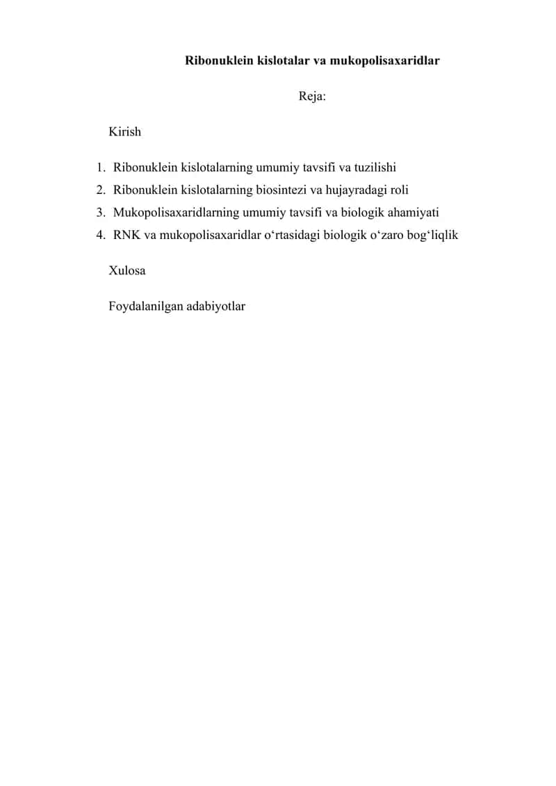 Ribonuklein kislotalar va mukopolisaxaridlar 1