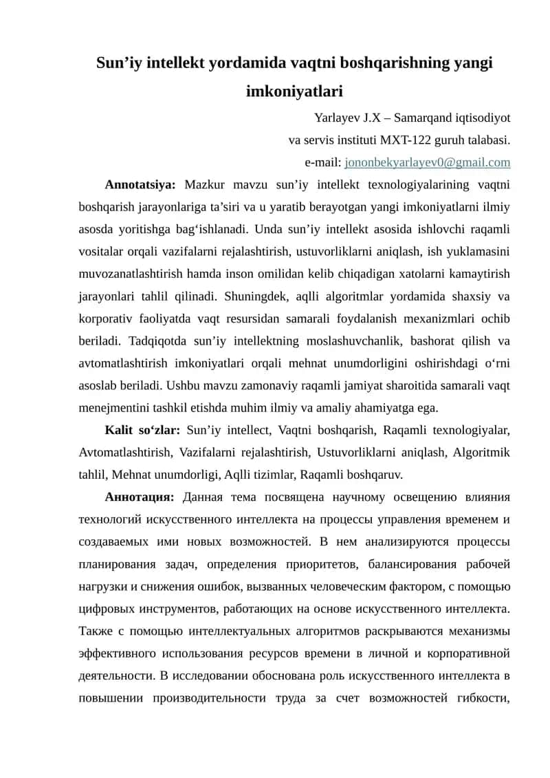 Sun’iy intellekt yordamida vaqtni boshqarishning yangi imkoniyatlari 1