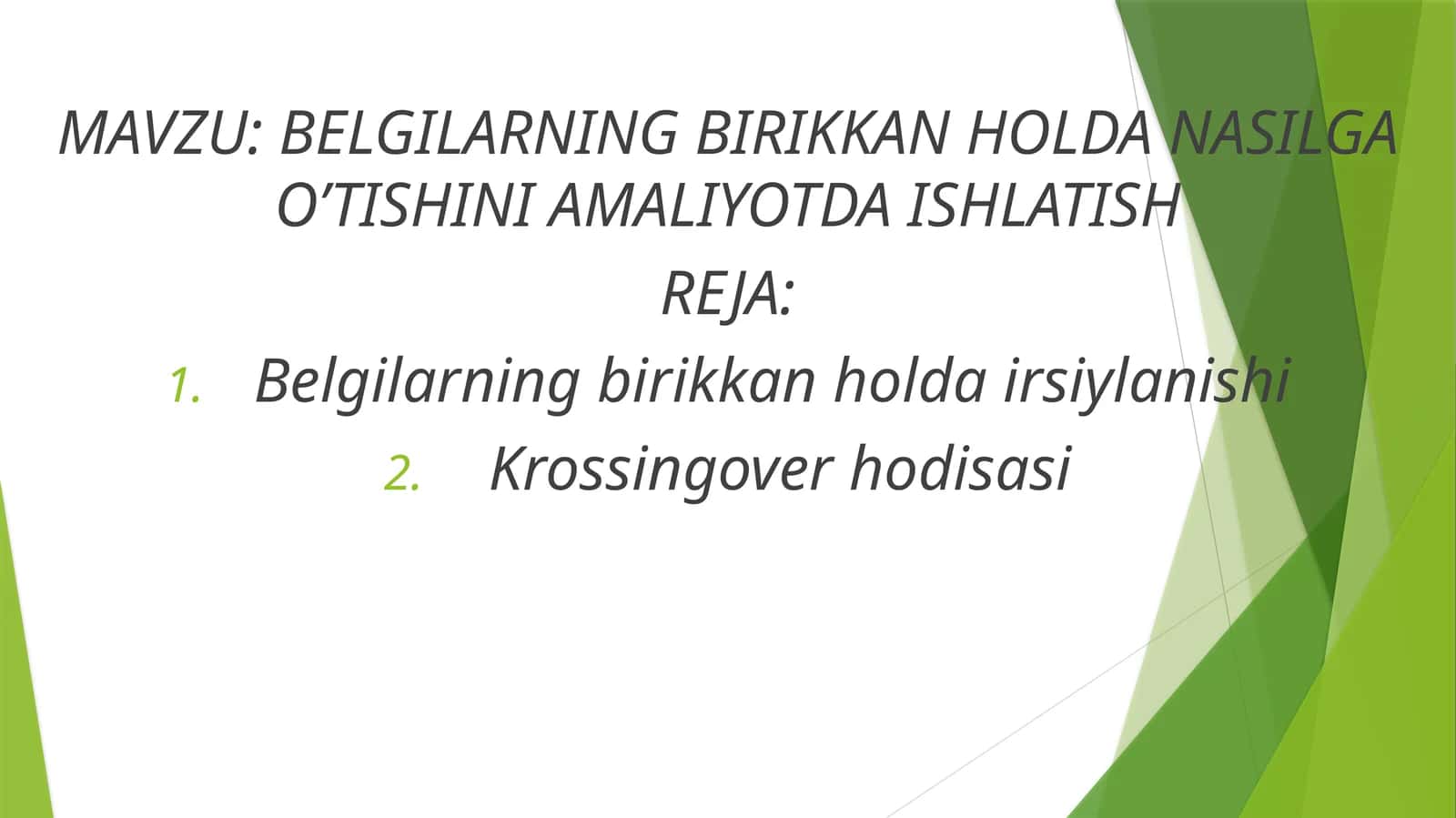 BELGILARNING BIRIKKAN HOLDA NASILGA O’TISHINI AMALIYOTDA ISHLATISH 1
