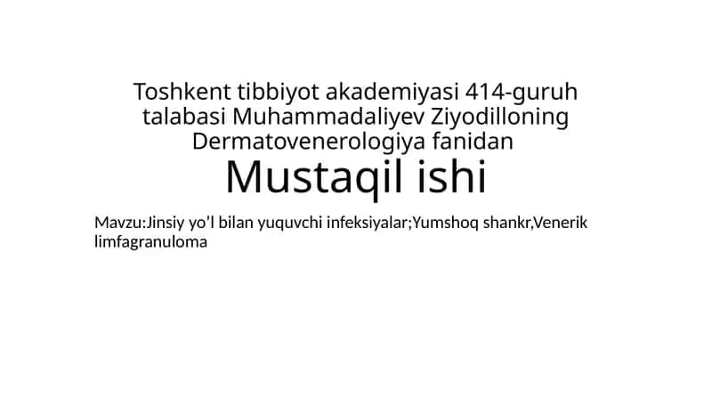 Dermatovenerologiya fanidan Mustaqil ish 1