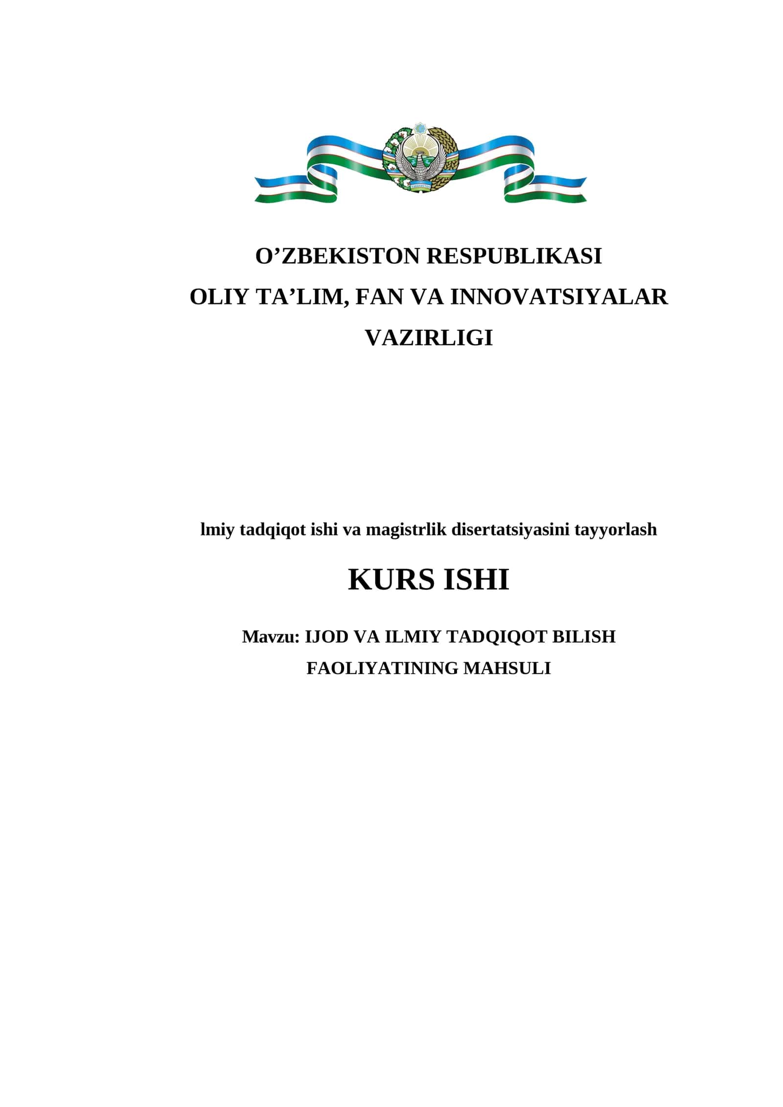 IJOD VA ILMIY TADQIQOT BILISH FAOLIYATINING MAHSULI 1
