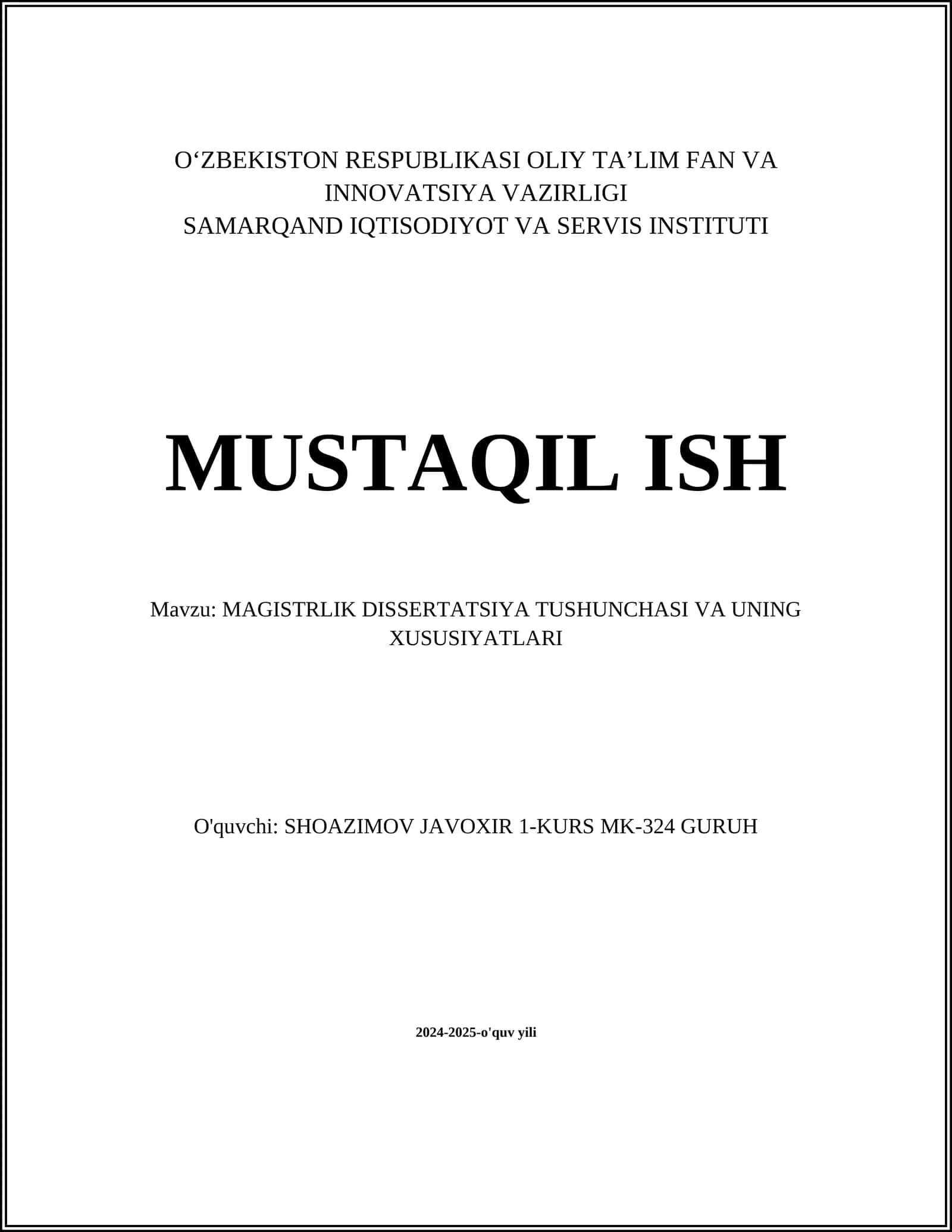 MAGISTRLIK DISSERTATSIYA TUSHUNCHASI VA UNING XUSUSIYATLARI 1