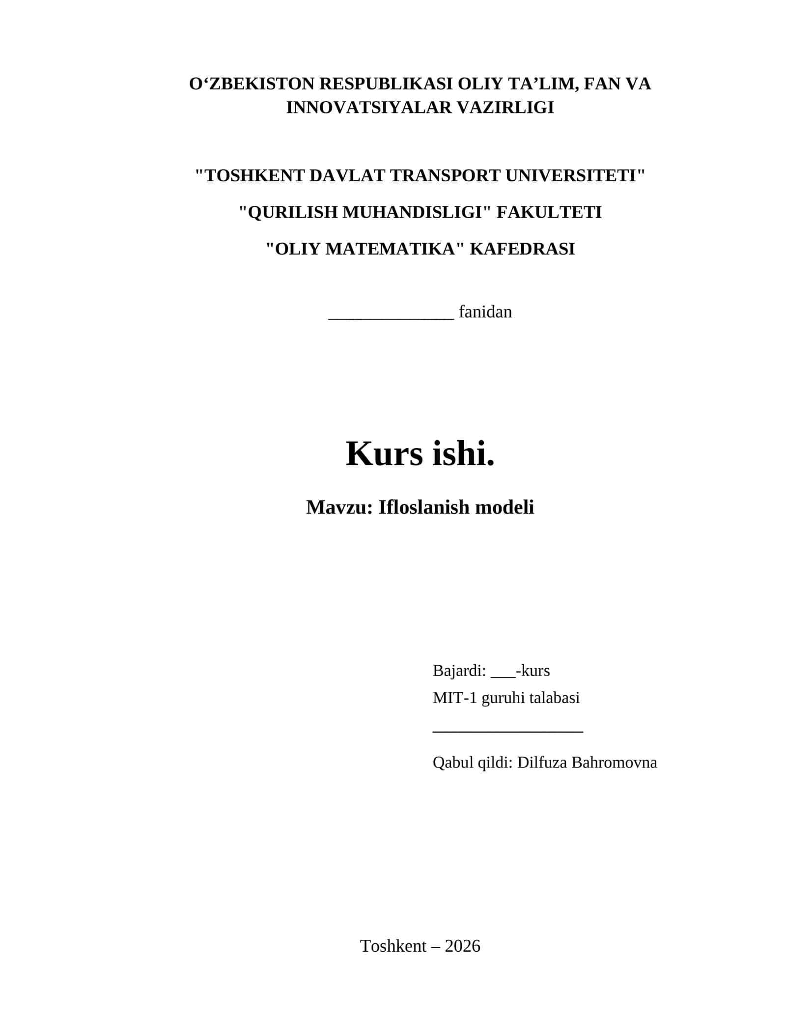 Ifloslanish modeli 1