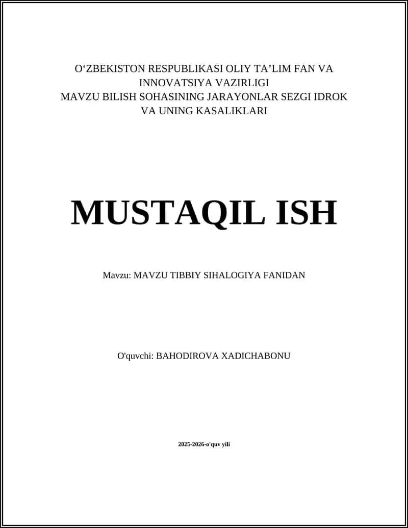 MAVZU TIBBIY SIHALOGIYA FANIDAN 1