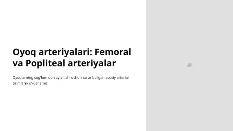 Oyoq arteriyalari: Femoral va Popliteal arteriyalar 1
