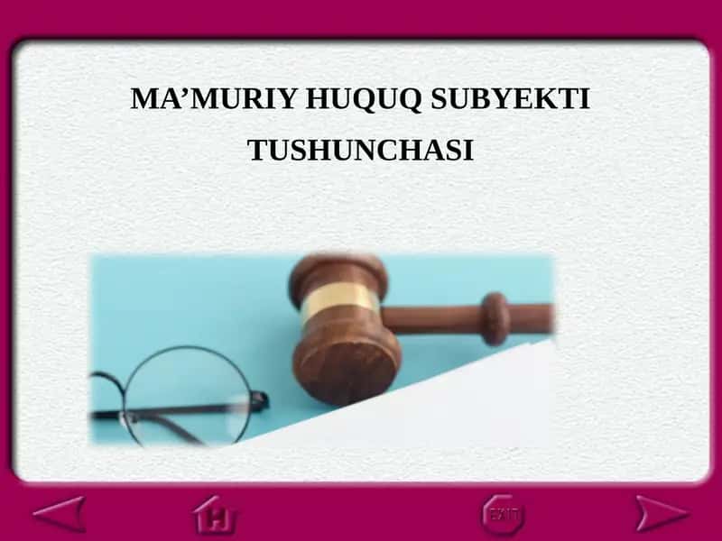 Ma’muriy Huquq Subyekti Tushunchasi 1