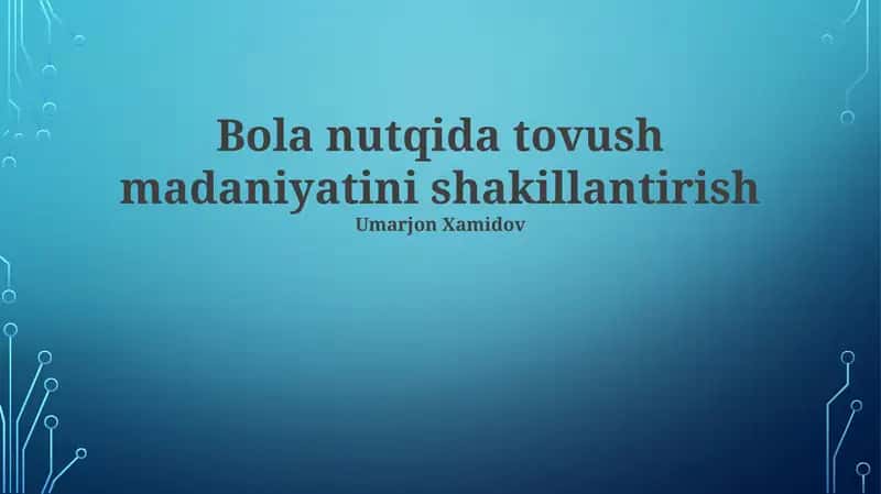 Ovoz madaniyati rivojlantirish 1