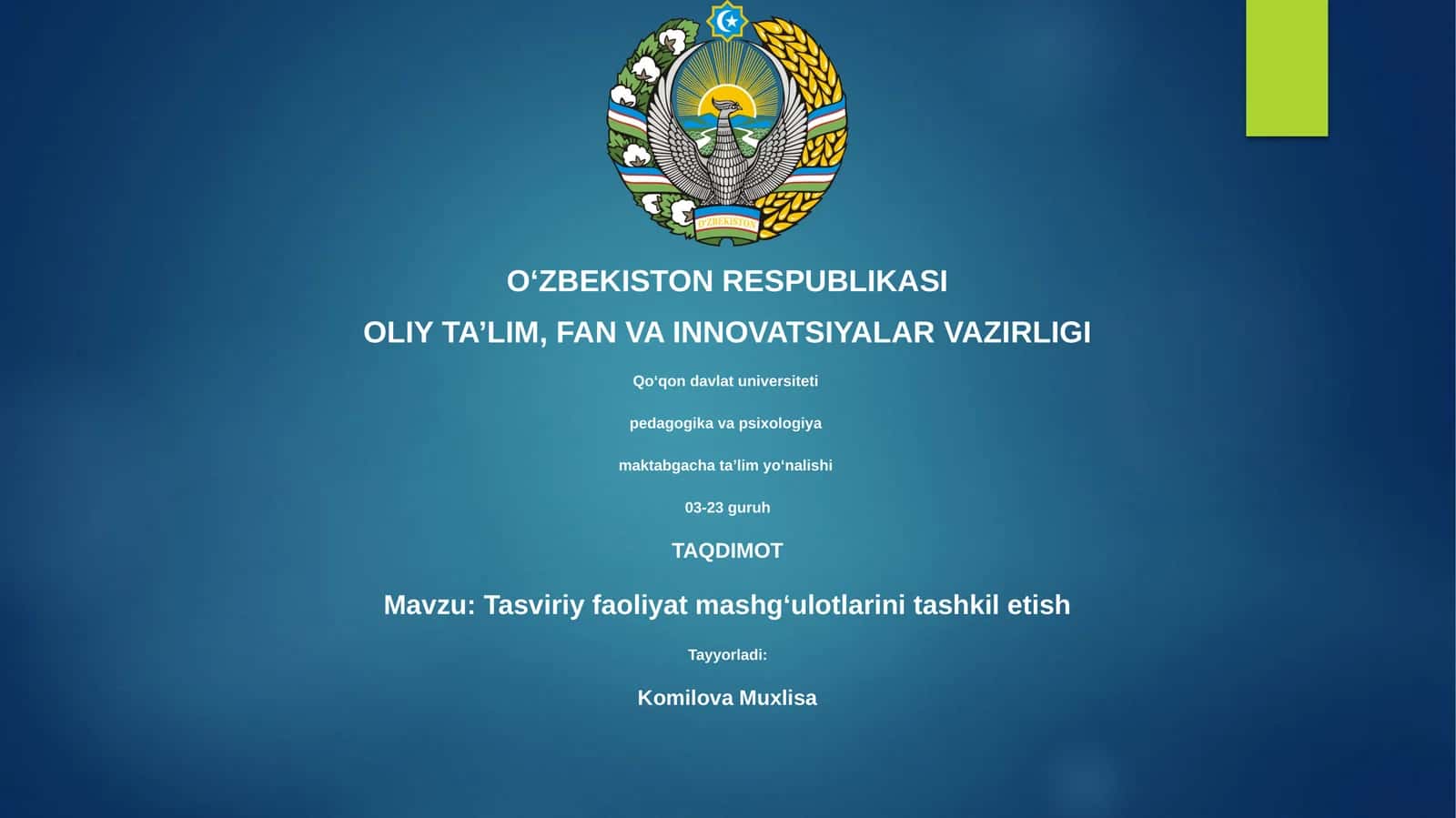Tasviriy faoliyat mashg'ulotlarini tashkil etish 1