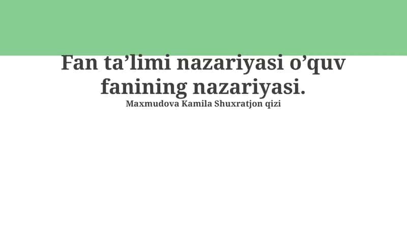 Ta'lim nazariyasi 1