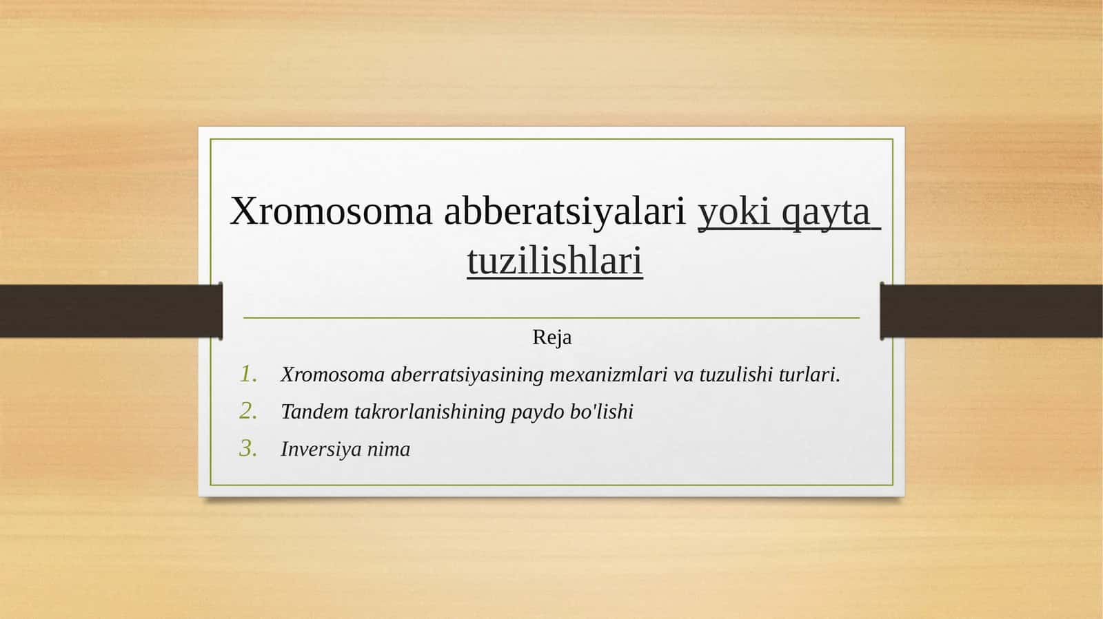 Xromosoma abberatsiyalari yoki qayta tuzilishlari 1