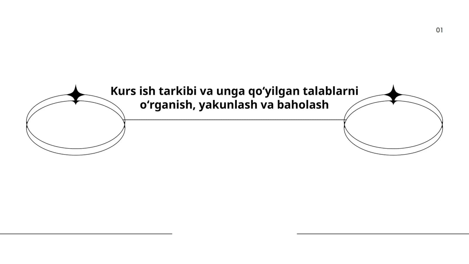 Kurs ish tarkibi va unga qoʻyilgan talablarni oʻrganish, yakunlash va baholash 1