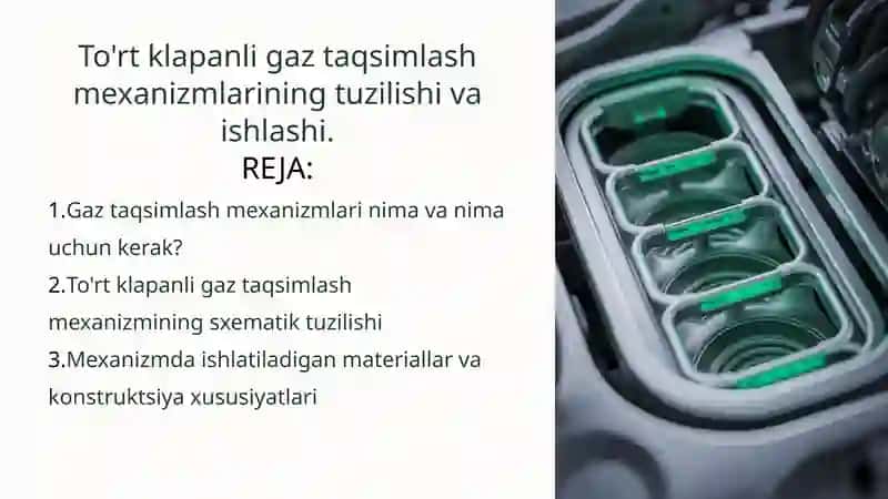 To'rt klapanli gaz taqsimlash mexanizmlari