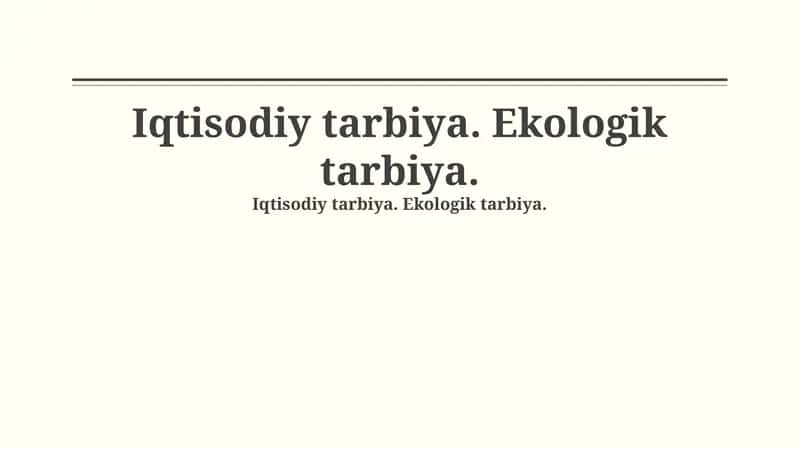 Iqtisodiy va Ekologik Ta'lim 1