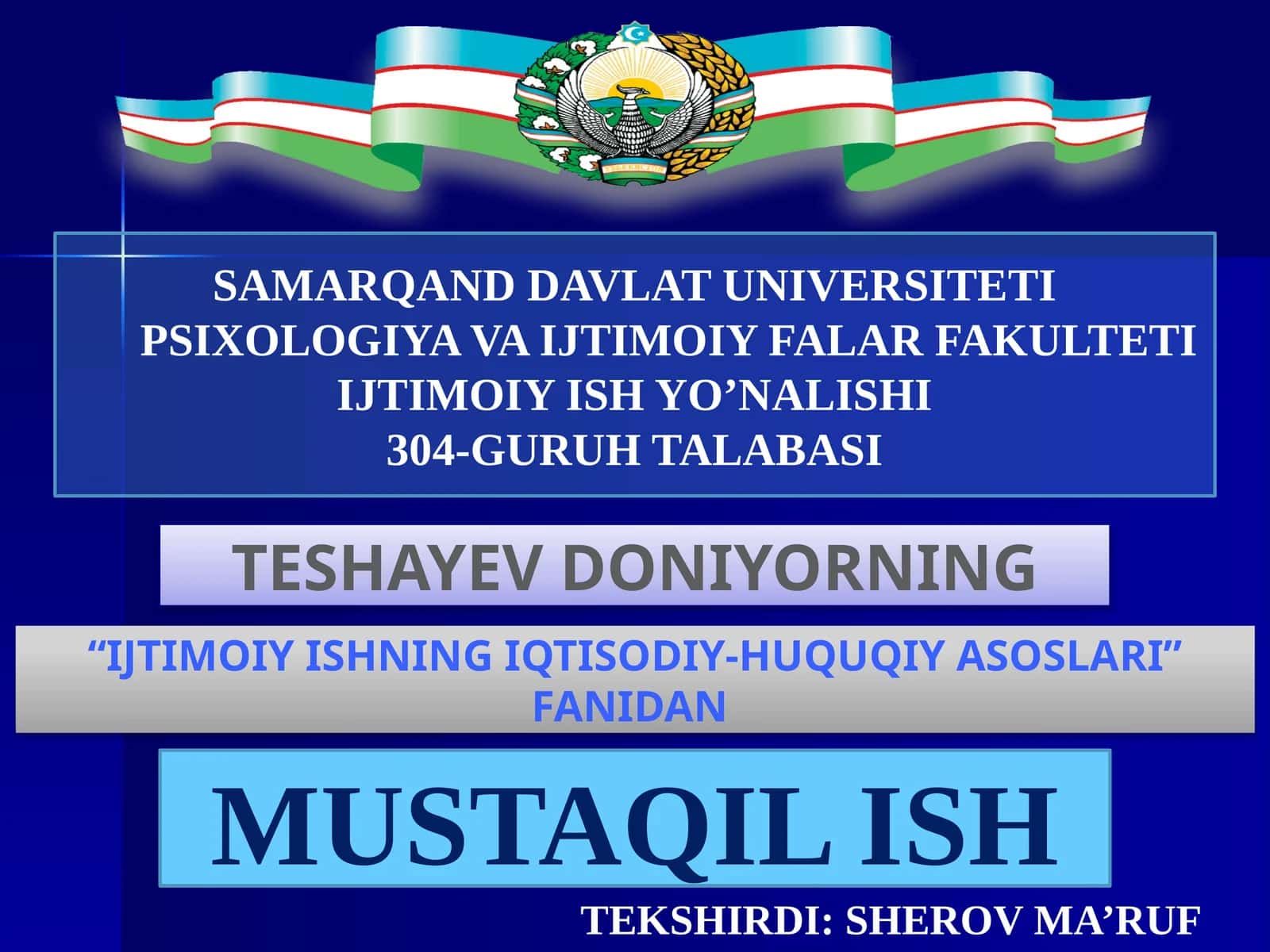 Ijtimоiy himоya siyosаti vаuning qonunchilikаsоslаrini tаkоmillаshtirish mаsаlаlаri 1