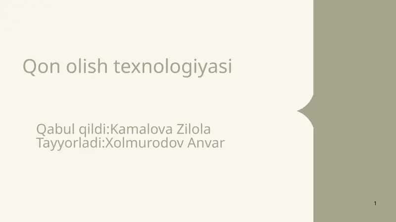 Qon olish texnologiyasi 1