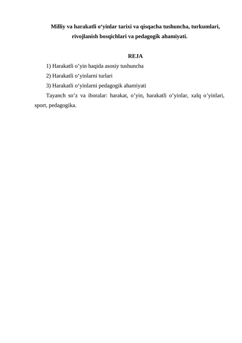 Harakatli O'yinlar va Pedagogik Ahamiyati 1